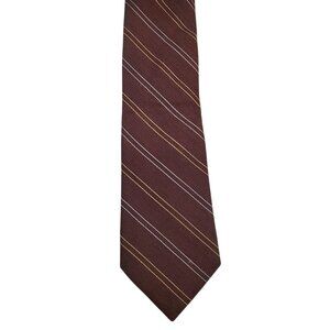 Calvin‎ Klein Men's Vintage 90s Brown Diagonal Stripe 100% Wool Wide Necktie Tie